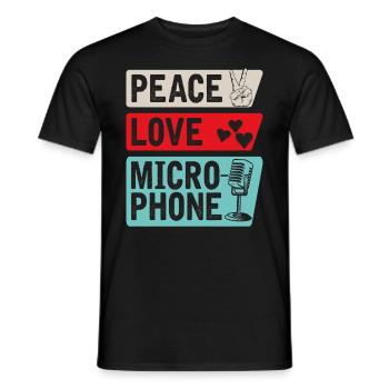Peace Love Microphone Music Instrument - Männer T-Shirt - Schwarz - Vorne - AI Model Male 178 light (178cm)