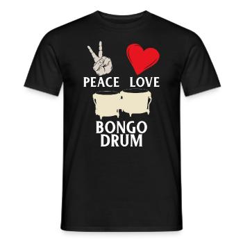 Peace Love Bongo Instrument de musique de tambour - T-shirt homme - noir - Devant - AI Model Male 178 light (178cm)