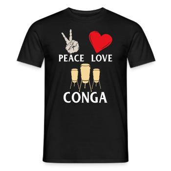 Peace Love Conga Music Instrument - Männer T-Shirt - Schwarz - Vorne - AI Model Male 178 light (178cm)