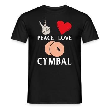 Peace Love Cymbal Music Instrument - Men's T-Shirt - black - Front - AI Model Male 178 light (178cm)