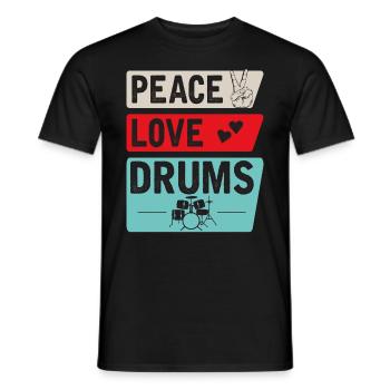 Peace Love Drums Music Instrument - Männer T-Shirt - Schwarz - Vorne - AI Model Male 178 light (178cm)