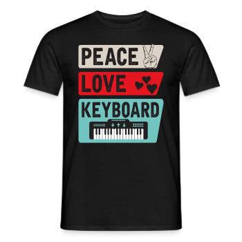 Peace Love Keyboard Piano Instrument - Men's T-Shirt - black - Front - AI Model Male 178 light (178cm)