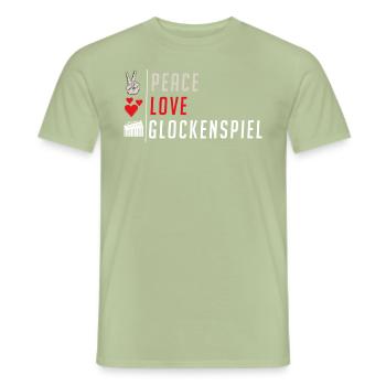 Peace Love Glockenspiel Music Instrument - Männer T-Shirt - Sage - Vorne - AI Model Male 178 light (178cm)