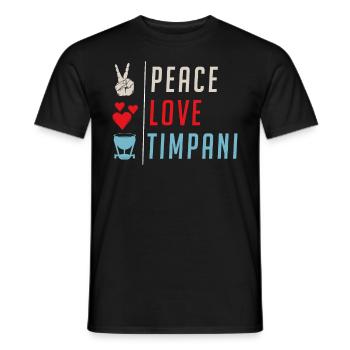 Peace Love Timpani Percussion Funny - Men's T-Shirt - black - Front - AI Model Male 178 light (178cm)