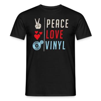 Peace Love Vinyl Music Vinyl Record - Men's T-Shirt - black - Front - AI Model Male 178 light (178cm)