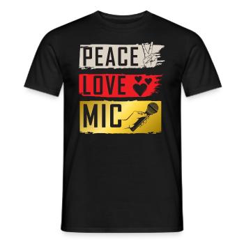 Peace Love Mic Instrument de musique - T-shirt homme - noir - Devant - AI Model Male 178 light (178cm)