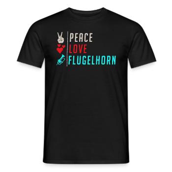 Peace Love Flugelhorn Musical Instrument - Männer T-Shirt - Schwarz - Vorne - AI Model Male 178 light (178cm)