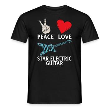 Peace Love Star Musique de guitare électrique - T-shirt homme - noir - Devant - AI Model Male 178 light (178cm)