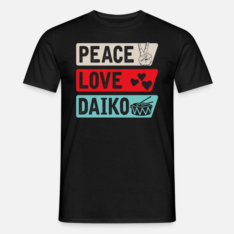 Peace Love Daiko - Männer T-Shirt - Schwarz