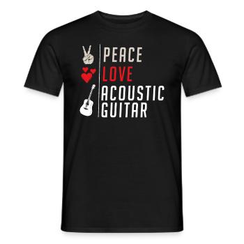 Peace Love Acoustic Guitar Instrument - Männer T-Shirt - Schwarz - Vorne - AI Model Male 178 light (178cm)