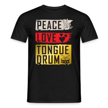 Peace Love Tongue Instrument de musique de tambour - T-shirt homme - noir - Devant - AI Model Male 178 light (178cm)