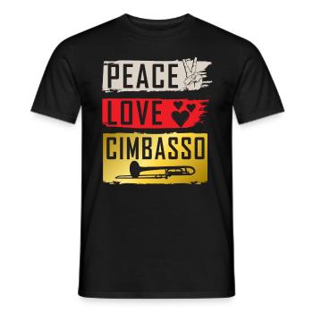 Peace Love Cimbasso Trombone Music - Men's T-Shirt - black - Front - AI Model Male 178 light (178cm)