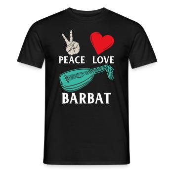 Peace Love Barbat Lute Barbat Players - Men's T-Shirt - black - Front - AI Model Male 178 light (178cm)