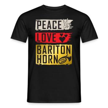 Peace Love Baritone Horn Marching Band - Men's T-Shirt - black - Front - AI Model Male 178 light (178cm)