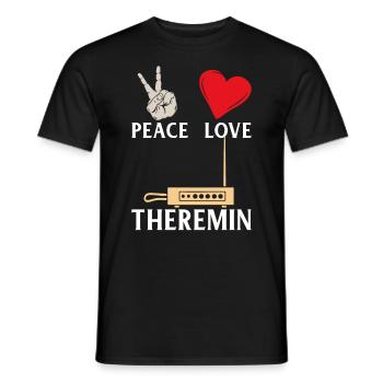 Peace Love Theremin Music Instrument - Männer T-Shirt - Schwarz - Vorne - AI Model Male 178 light (178cm)