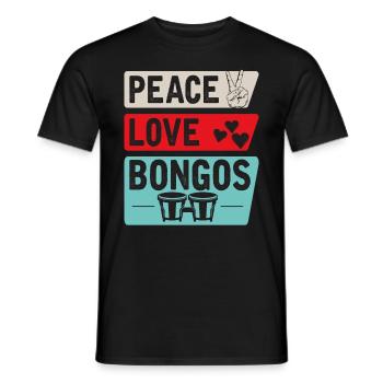 Peace Love Bongos Musical Instrument - Männer T-Shirt - Schwarz - Vorne - AI Model Male 178 light (178cm)
