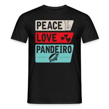 Peace Love Pandeiro Drum - Männer T-Shirt - Schwarz - Vorne - AI Model Male 178 light (178cm)