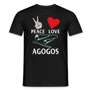 Peace Love Agogos Musical Instrument - Männer T-Shirt - Schwarz - Vorne - AI Model Male 178 light (178cm)