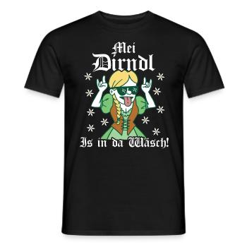 Mei Dirndl is in da Wäsch Dirndl Ersatz - Männer T-Shirt - Schwarz - Vorne - AI Model Male 178 light (178cm)