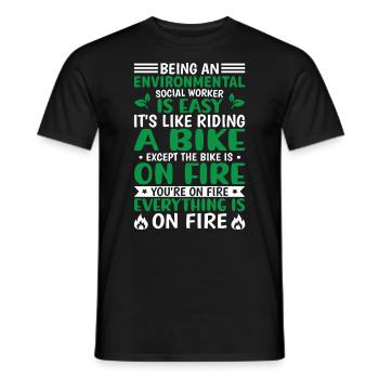 Emploi de travailleur social environnementaliste Environnementaliste - T-shirt homme - noir - Devant - AI Model Male 178 light (178cm)