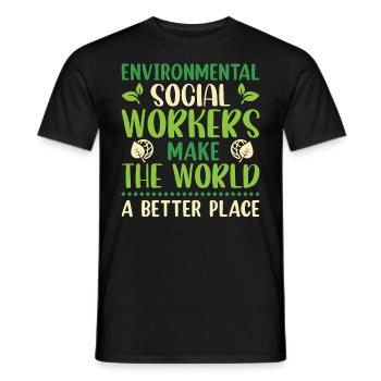 Emploi de travailleur social environnementaliste Environnementaliste - T-shirt homme - noir - Devant - AI Model Male 178 light (178cm)