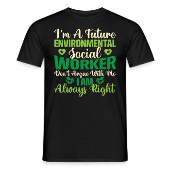 Emploi de travailleur social environnementaliste Environnementaliste - T-shirt homme - noir - Devant - AI Model Male 178 light (178cm)