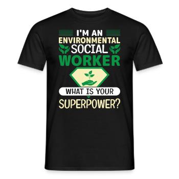 Emploi de travailleur social environnementaliste Environnementaliste - T-shirt homme - noir - Devant - AI Model Male 178 light (178cm)