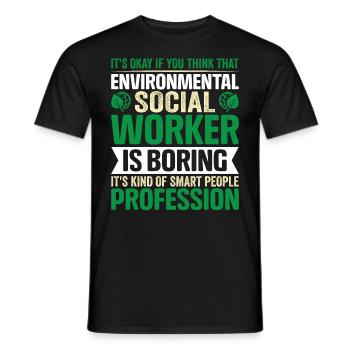 Emploi de travailleur social environnementaliste Environnementaliste - T-shirt homme - noir - Devant - AI Model Male 178 light (178cm)
