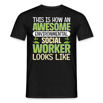 Emploi de travailleur social environnementaliste Environnementaliste - T-shirt homme - noir - Devant - AI Model Male 178 light (178cm)