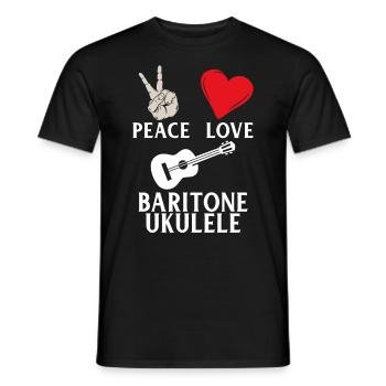 Peace Love Baritone Ukulele Hipster - Men's T-Shirt - black - Front - AI Model Male 178 light (178cm)