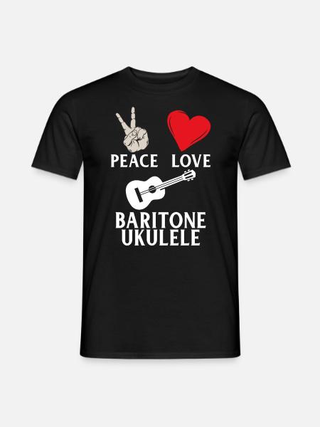 Peace Love Baritone Ukulele Hipster - Männer T-Shirt - Schwarz