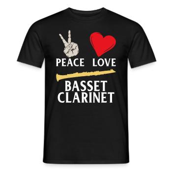 Peace Love Basset Clarinet Clarinetist - Men's T-Shirt - black - Front - AI Model Male 178 light (178cm)