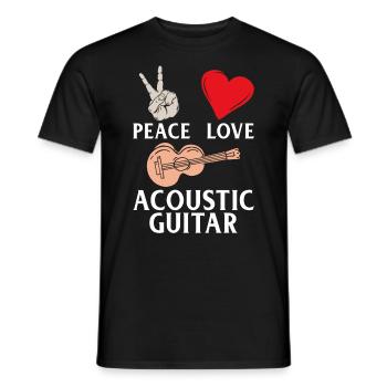 Peace Love Acoustic Guitar Guitarists - Männer T-Shirt - Schwarz - Vorne - AI Model Male 178 light (178cm)