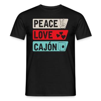 Peace Love Cajón Music Instrumentaux - T-shirt homme - noir - Devant - AI Model Male 178 light (178cm)