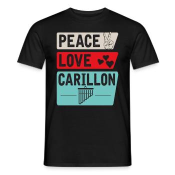 Peace Love Carillon Bell Ringer Music - Men's T-Shirt - black - Front - AI Model Male 178 light (178cm)