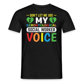 Travailleur social gérontologique Emploi Gérontologie - T-shirt homme - noir - Devant - AI Model Male 178 light (178cm)