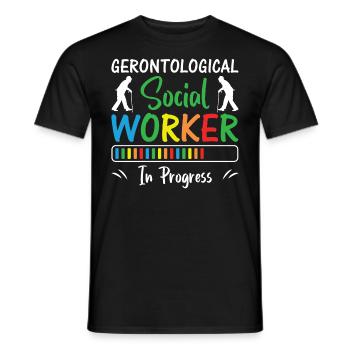 Travailleur social gérontologique en cours - T-shirt homme - noir - Devant - AI Model Male 178 light (178cm)
