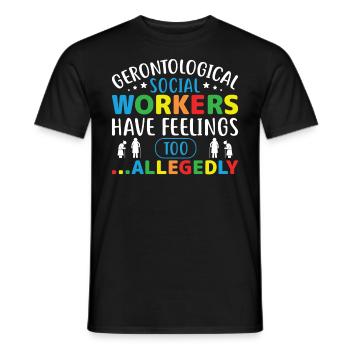 Les travailleurs sociaux gérontologiques ont aussi des sentiments - T-shirt homme - noir - Devant - AI Model Male 178 light (178cm)