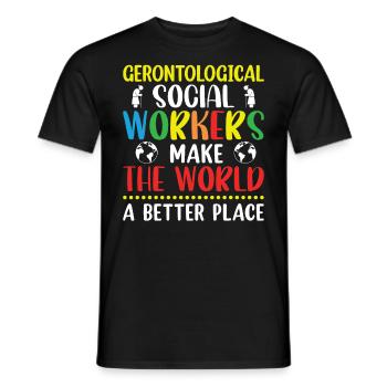 Travailleur social gérontologique Emploi Gérontologie - T-shirt homme - noir - Devant - AI Model Male 178 light (178cm)