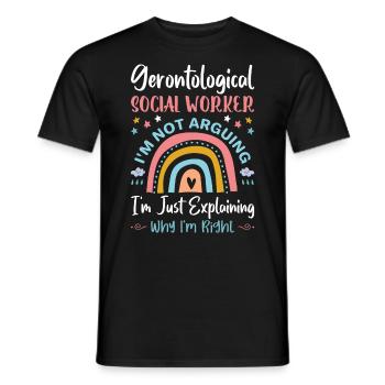 Travailleur social gérontologique Emploi Gérontologie - T-shirt homme - noir - Devant - AI Model Male 178 light (178cm)