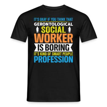 Travailleur social gérontologique Emploi Gérontologie - T-shirt homme - noir - Devant - AI Model Male 178 light (178cm)
