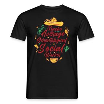 Nacho Travailleur social gérontologique moyen Mexicain - T-shirt homme - noir - Devant - AI Model Male 178 light (178cm)