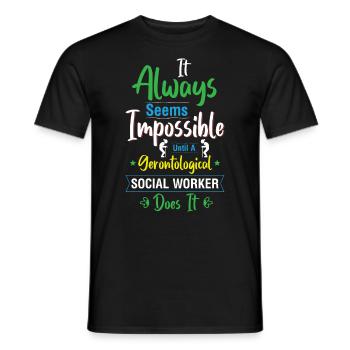 Travailleur social gérontologique Emploi Gérontologie - T-shirt homme - noir - Devant - AI Model Male 178 light (178cm)