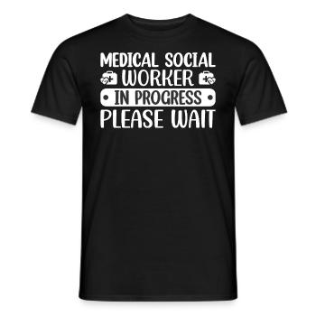 Travailleur social médical en cours Emploi - T-shirt homme - noir - Devant - AI Model Male 178 light (178cm)