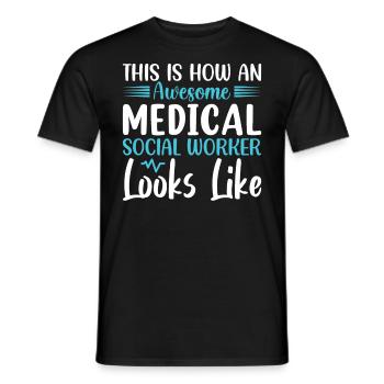 Travailleur social médical en cours Emploi - T-shirt homme - noir - Devant - AI Model Male 178 light (178cm)