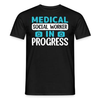 Travailleur social médical en cours Emploi - T-shirt homme - noir - Devant - AI Model Male 178 light (178cm)