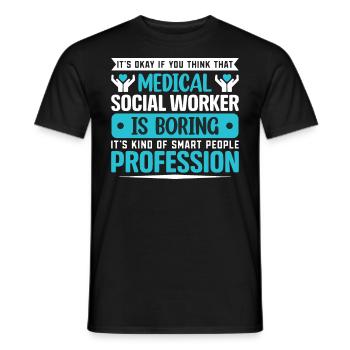 Travailleur social médical Emploi Hôpital - T-shirt homme - noir - Devant - AI Model Male 178 light (178cm)