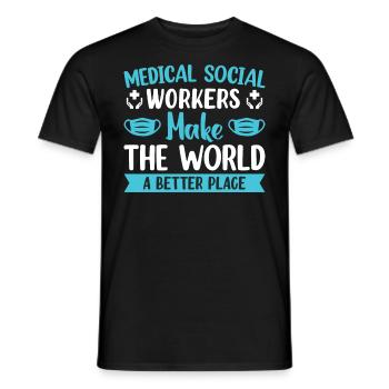 Travailleur social médical Emploi Hôpital - T-shirt homme - noir - Devant - AI Model Male 178 light (178cm)