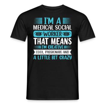 Travailleur social médical Emploi Hôpital - T-shirt homme - noir - Devant - AI Model Male 178 light (178cm)