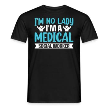 Travailleur social médical en cours Emploi - T-shirt homme - noir - Devant - AI Model Male 178 light (178cm)